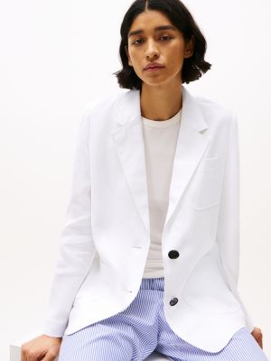 blazer coupe standard en mélange de lin blanc pour femmes tommy hilfiger