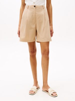 beige pleated shorts for women tommy hilfiger