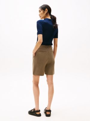 brown pleated shorts for women tommy hilfiger