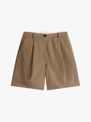 brown pleated shorts for women tommy hilfiger