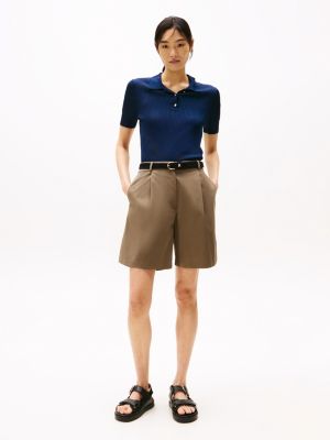 brown pleated shorts for women tommy hilfiger