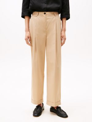 beige lightweight relaxed straight leg chinos for women tommy hilfiger