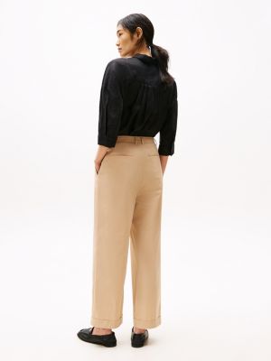 beige lightweight relaxed straight leg chinos for women tommy hilfiger