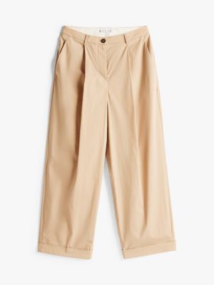 beige lightweight relaxed straight leg chinos for women tommy hilfiger