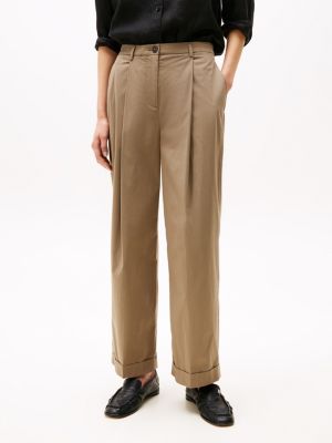 khaki leichtgewichtige relaxed fit chinos für damen - tommy hilfiger