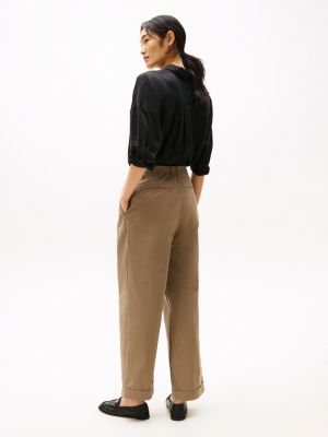 khaki leichtgewichtige relaxed fit chinos für damen - tommy hilfiger