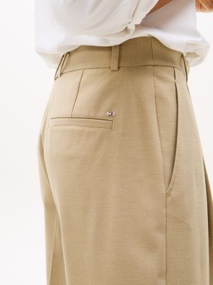 beige cropped fit hose mit schmal zulaufendem bein für damen - tommy hilfiger