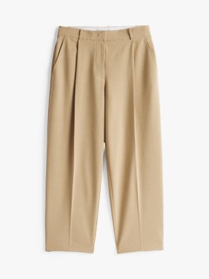 beige cropped fit hose mit niedrigem bund für damen - tommy hilfiger