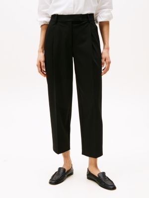 schwarz cropped fit hose mit schmal zulaufendem bein für damen - tommy hilfiger