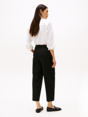 black tapered leg cropped trousers for women tommy hilfiger