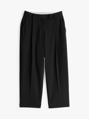 black tapered leg low rise cropped trousers for women tommy hilfiger