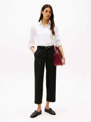 black tapered leg cropped trousers for women tommy hilfiger