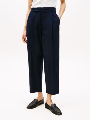 blau cropped fit hose mit schmal zulaufendem bein für damen - tommy hilfiger