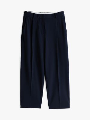 blue tapered leg cropped trousers for women tommy hilfiger