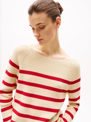 pull en maille fine à col bateau plusieurs couleurs pour femmes tommy hilfiger