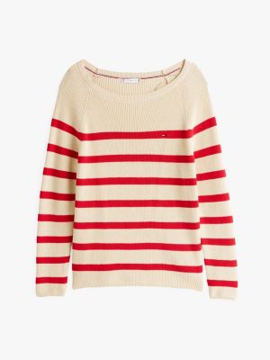 pullover in maglia con scollatura a barca multicolore da donne tommy hilfiger