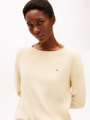 beige fine gauge boat neck jumper for women tommy hilfiger