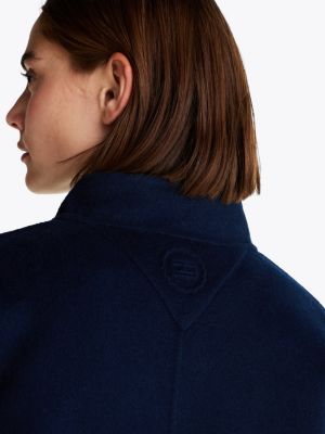 blau jacke aus wollmix mit baseball-kragen für damen - tommy hilfiger