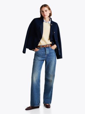 blue wool blend baseball collar jacket for women tommy hilfiger