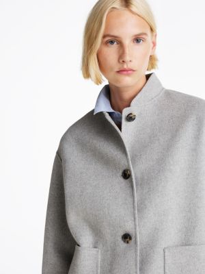 grey wool blend baseball collar jacket for women tommy hilfiger