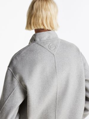 grey wool blend baseball collar jacket for women tommy hilfiger