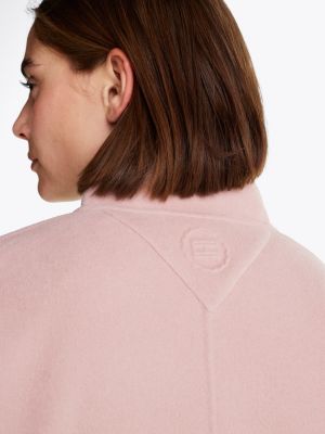 pink wool blend baseball collar jacket for women tommy hilfiger