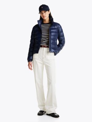 piumino leggero in tessuto lucido blu da donne tommy hilfiger