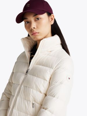 white lightweight down glossy puffer jacket for women tommy hilfiger