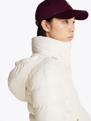 white lightweight down glossy puffer jacket for women tommy hilfiger