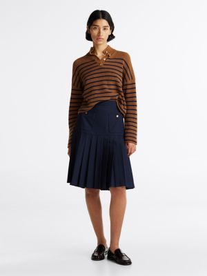 brown wool blend polo jumper for women tommy hilfiger