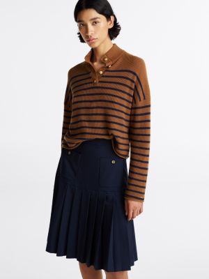 brown wool blend polo jumper for women tommy hilfiger