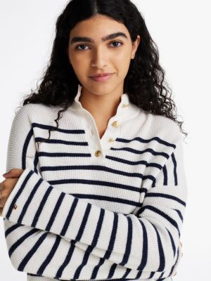 multi wool blend polo jumper for women tommy hilfiger