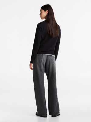 black crew neck jumper for women tommy hilfiger