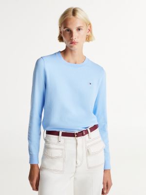 blue crew neck jumper for women tommy hilfiger