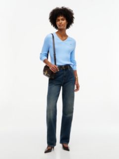 Fine Cable Knit Slim Jumper — Blue 2