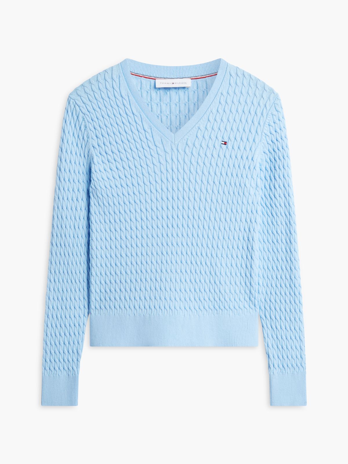Fine Cable Knit Slim Jumper — Blue