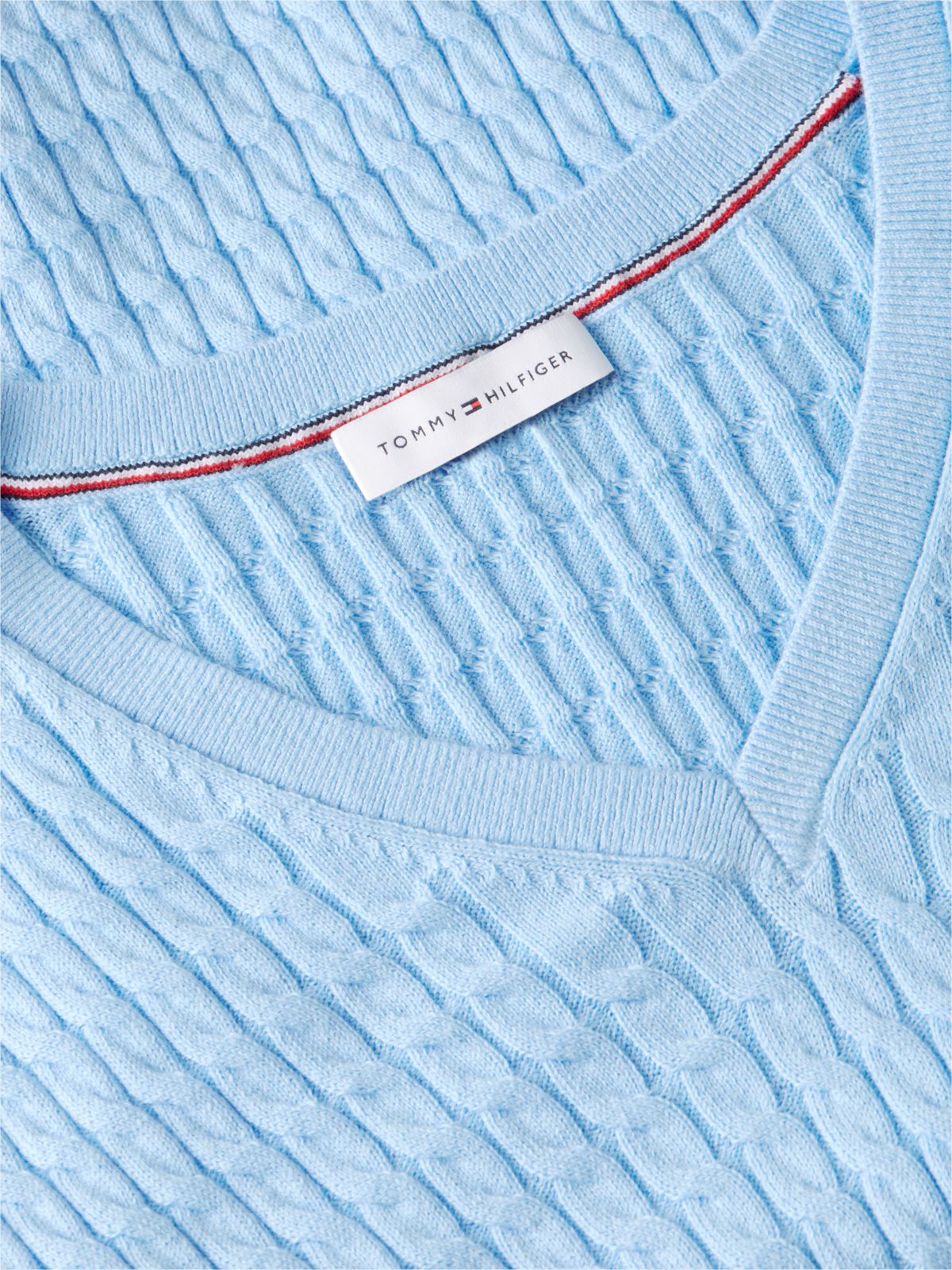Fine Cable Knit Slim Jumper — Blue