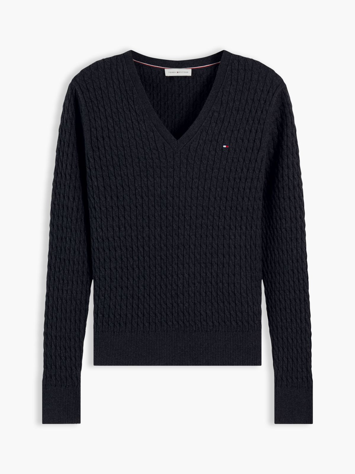 Fine Cable Knit Slim Jumper — Grey