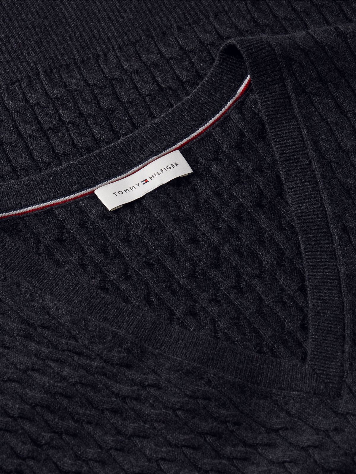 Fine Cable Knit Slim Jumper — Grey