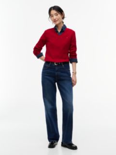 Fine Cable Knit Slim Jumper — Red 2