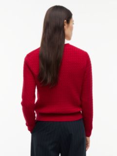 Fine Cable Knit Slim Jumper — Red 5