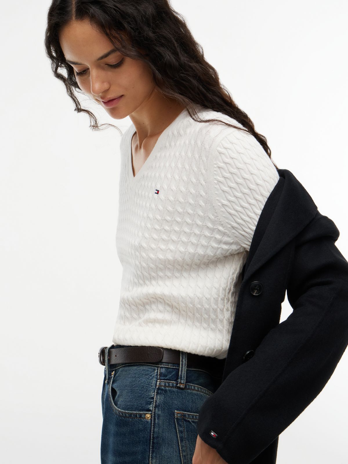 Fine Cable Knit Slim Jumper — Yellow