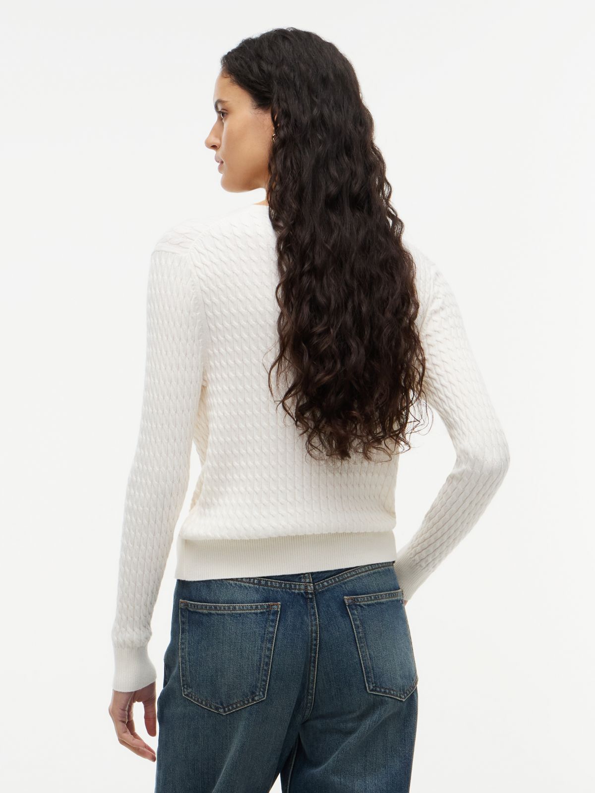 Fine Cable Knit Slim Jumper — Yellow