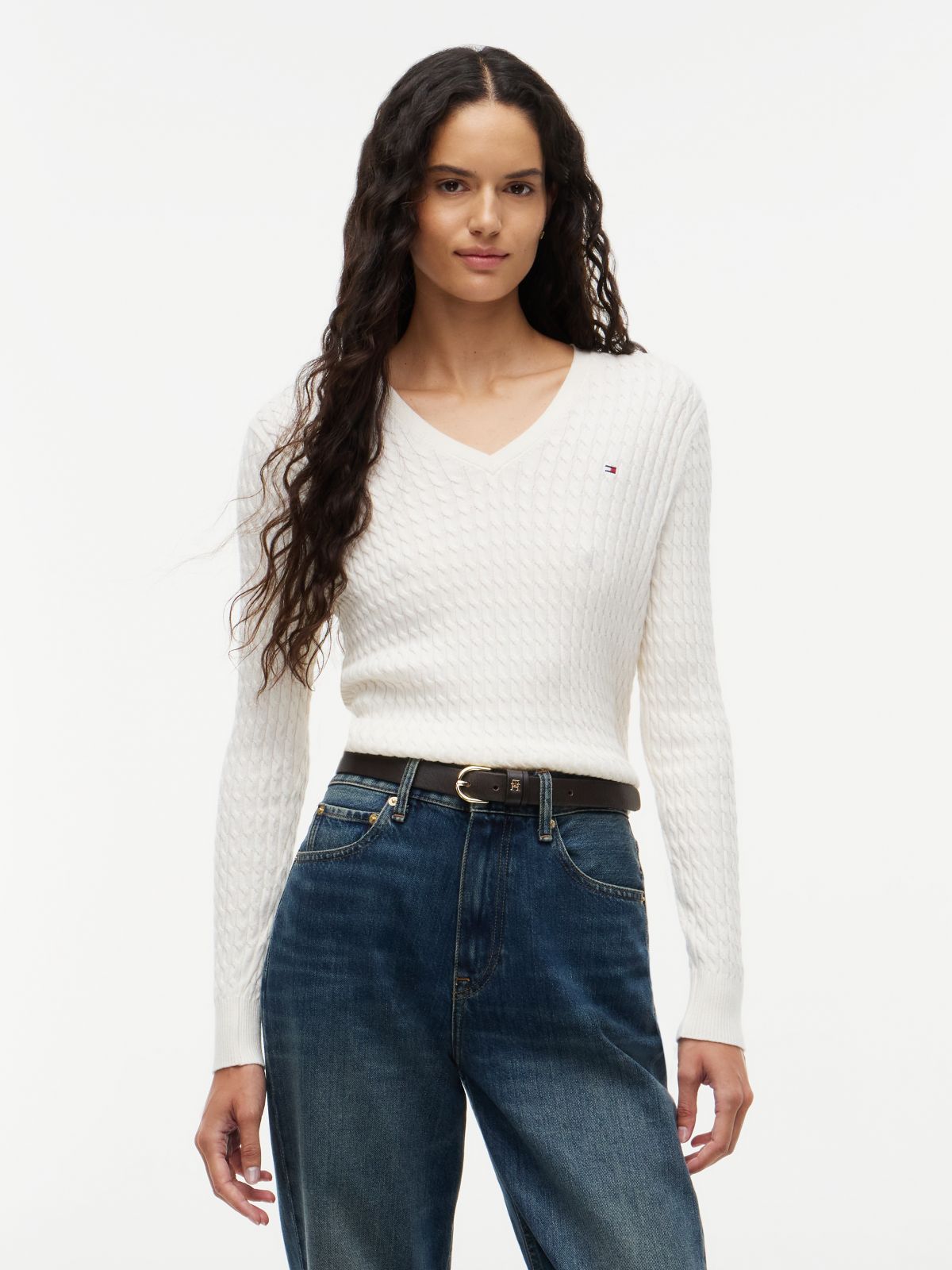 Fine Cable Knit Slim Jumper — Yellow