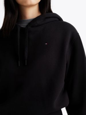 black deep hem terry hoody for women tommy hilfiger