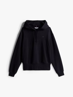 schwarz hoodie aus terry mit breitem saum für damen - tommy hilfiger