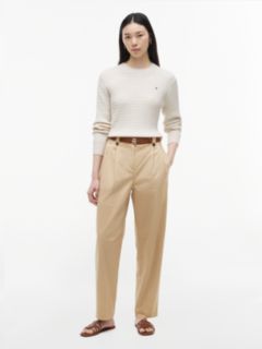 Fine Cable Knit Slim Jumper — Beige 2