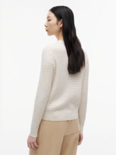 Fine Cable Knit Slim Jumper — Beige 4