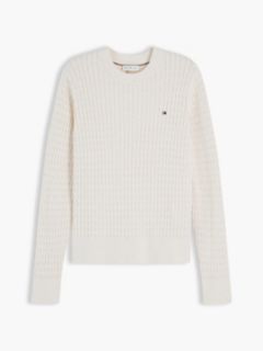 Fine Cable Knit Slim Jumper — Beige 6