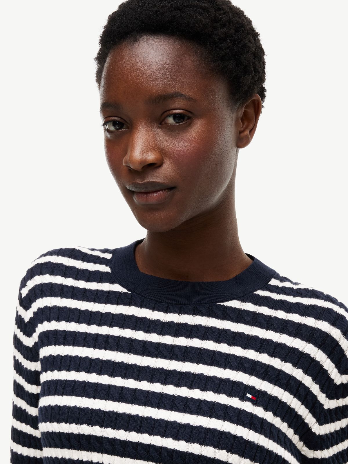 Fine Cable Knit Slim Jumper — Multi